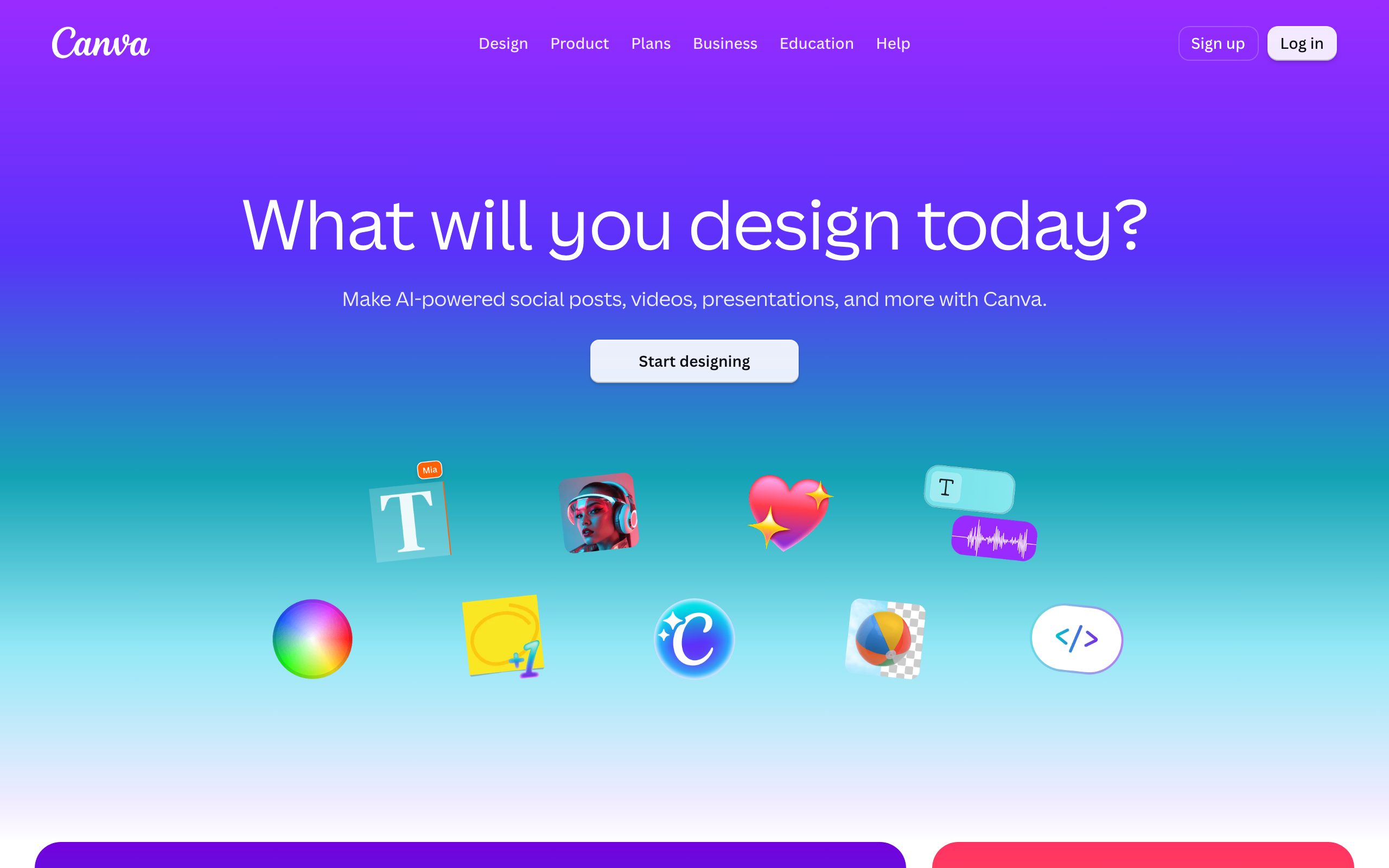 Canva landing page