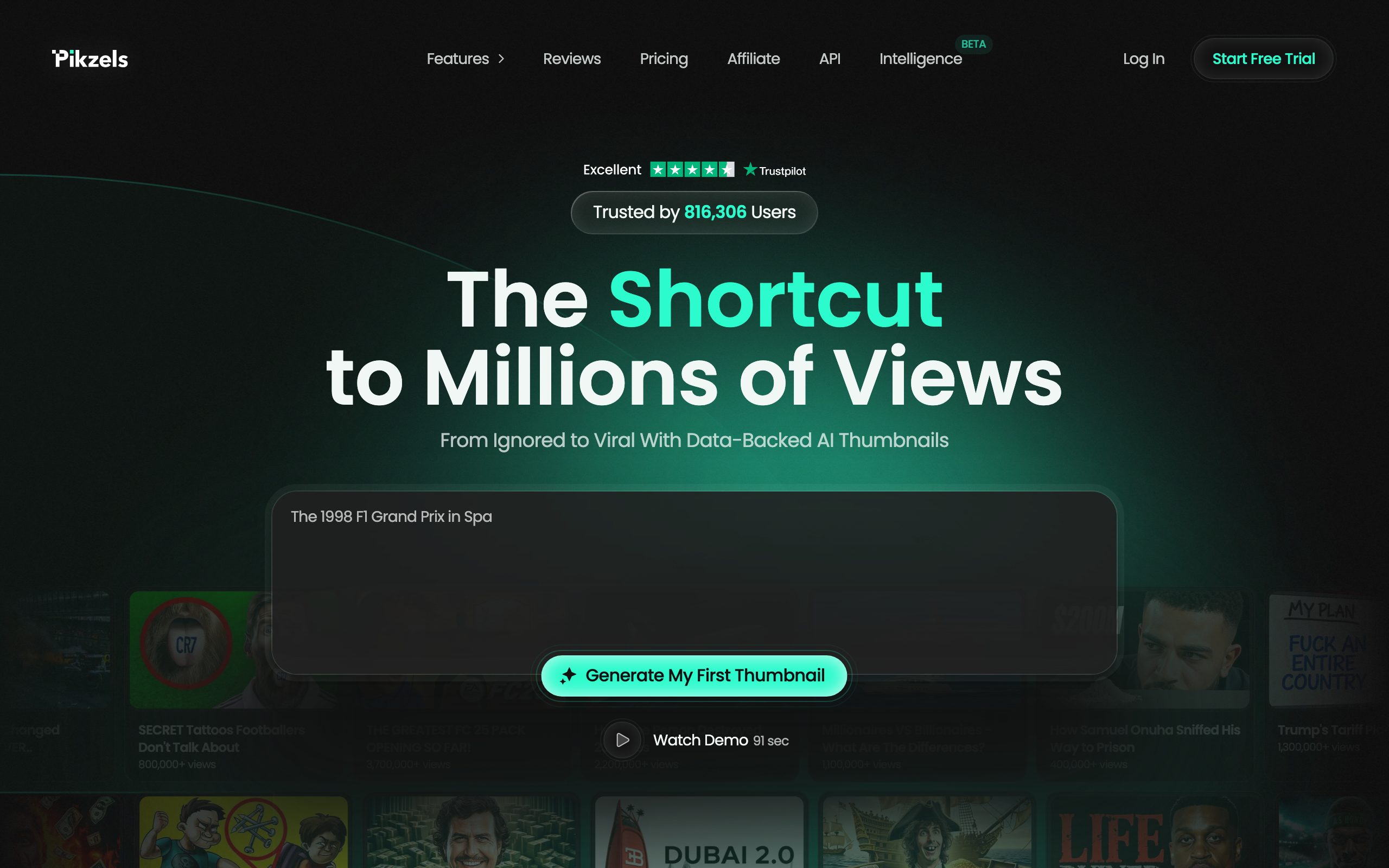 Pikzels landing page