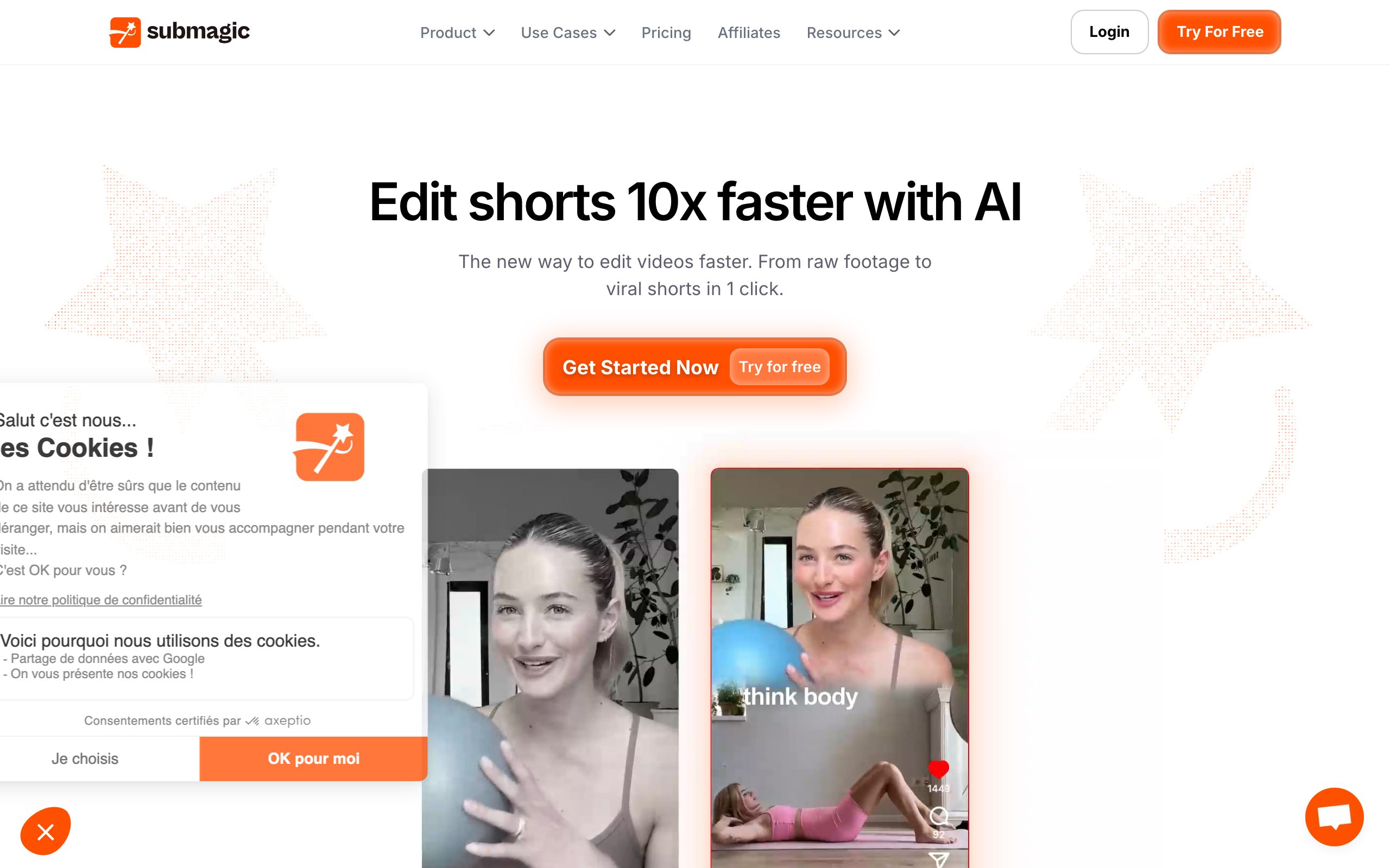 Submagic landing page