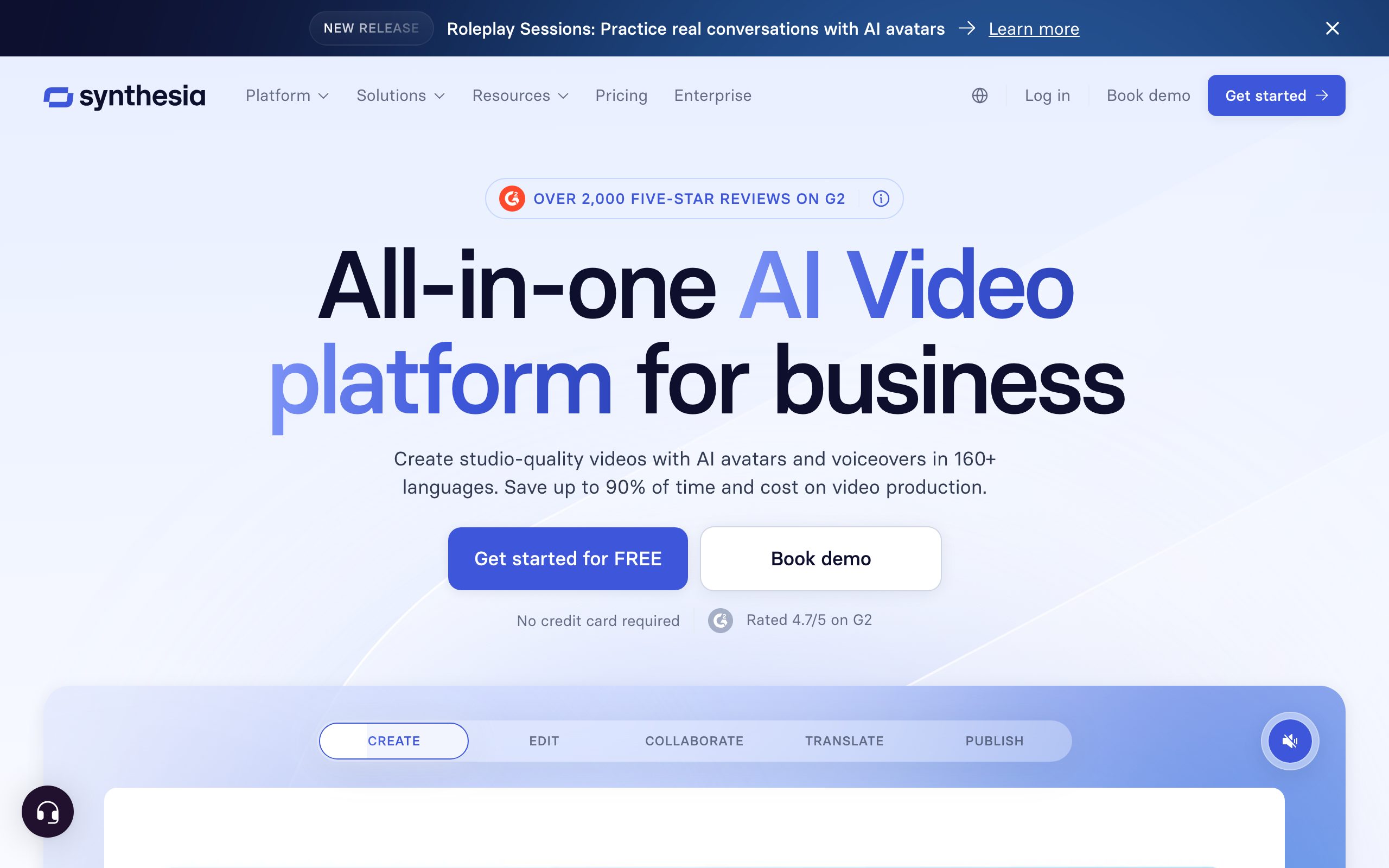 Synthesia landing page