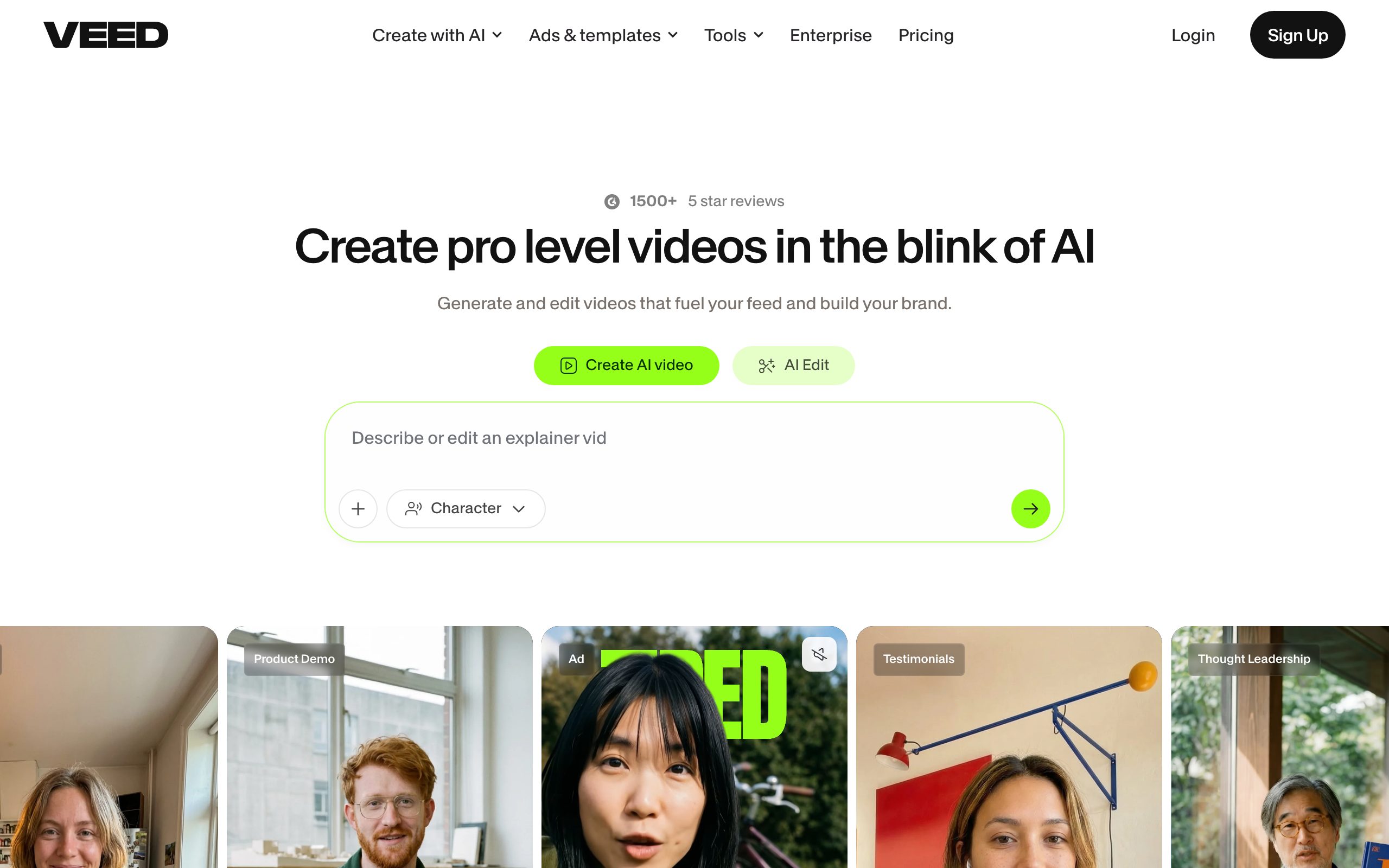 Veed.io landing page
